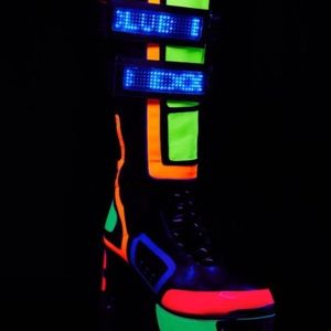 Dolls Kill panel reflective platform boots